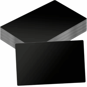 SUNNY BAR 300 pcs/set 0.2mm Thickness Aluminium Business Card Portable 86 54mm Engraving Area Blank Business Card Name Card Black Color  Engraving Blanks Office