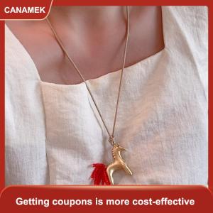 【CANAMEK 】 New Pony Tassel Pendant Necklaces For Women Long Adjustable Clavicle Chain Sweater Chain Jewelry
