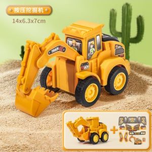 4PCS Construction Car Toys Set Model | Excavator Mixer Dump Truck Bulldozer | Engineering Vehicles Gift for Boy Kids | Children Gift | Self Paste Cute Stickers Toy Car