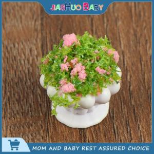 JiaShuo Baby Toy เฟอร์นิเจอร์บ้านตุ๊กตา2ชิ้นกระถาง1:12บอนไซพืชสีเขียวขนาดเล็ก
