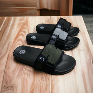 ADCH sandal slop army hitam webbing strap sendal slop karet hitam army sandal pria dan wanita lentur sandal selop kekinian viral starboy