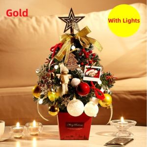 Vixplorn 50CM Mini Christmas Tree with Lights Artificial Christmas Tree Festive Party Supplies Xmas Decor