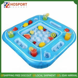 【HOSPORT】 Floating Pool Games Table W/ Food Drink Holder Large Pool Table for Adult Beach Summer Party Hot Tub