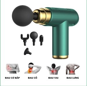 Súng Massage Đấm Lưng Cầm Tay Đa Năng Mát Xa Cổ Vai Gáy Giảm Co Cứng Cơ Với 4 Đầu Và 6 Chế Độ