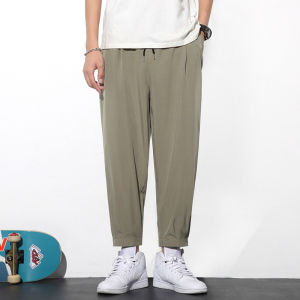 IELGY Quick-drying Casual Pants Mens Lightweight Ice Silk Pants Breathable Loose Cropped Mens Pants Sports plus size Pants