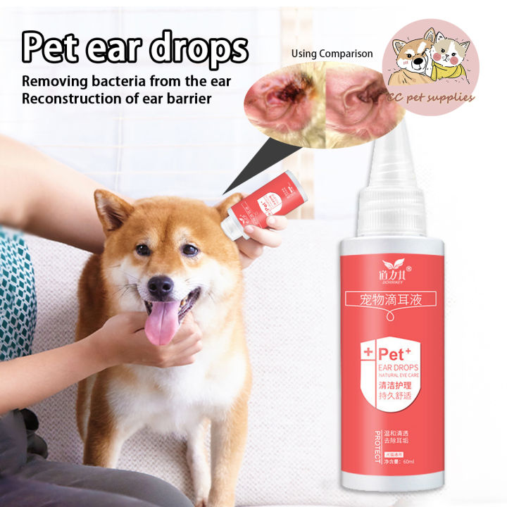 60ML Pet Ear Drops for Cleaning Earwax Removing Odors Disinfecting Cats ... - Cleaning Earwax From Dogs