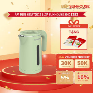 ẤM SIÊU TỐC INOX 2 LỚP SUNHOUSE SHD1351 - Dung tích 1.8L  Công suất 1500W