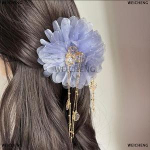 [COD] WEICHENG Fashion Mesh Butterfly Flower Tassel Grasping Clip For Women Ponytail Barrettes Headwear Hair Accessories