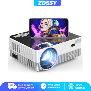 ZDSSY Q6 Portable Projector LED Mirroring Version Native 1080P WiFi Bluetooth Projector Upgraded 8500L HD Video Projector Support 4K &300“ Display Mini Outdoor Movie Beam Compatible with iOS/Android/PC/TV Stick/PS4