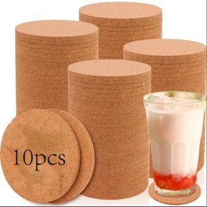 10PCS Non-Slip Cork Coaster Natural Round Wooden Cup Mat Heat Insulation Pads Tea Coffee Mug Drinks Holder Table Decoration