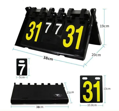 4 Digit PVC Score Keeper Portable Competition Scoreboard For Badminton Football Volleyball Tennis Flip Counter Board Soccer Ping Pong Indoor Outdoor Team Individual Sports Training Equipment OP