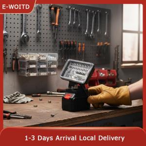 E-WOITD  18V Li ion Cordless LED Work Light 3 4 Inch Flood Lamp Portable Flashlight for DIY Projects
