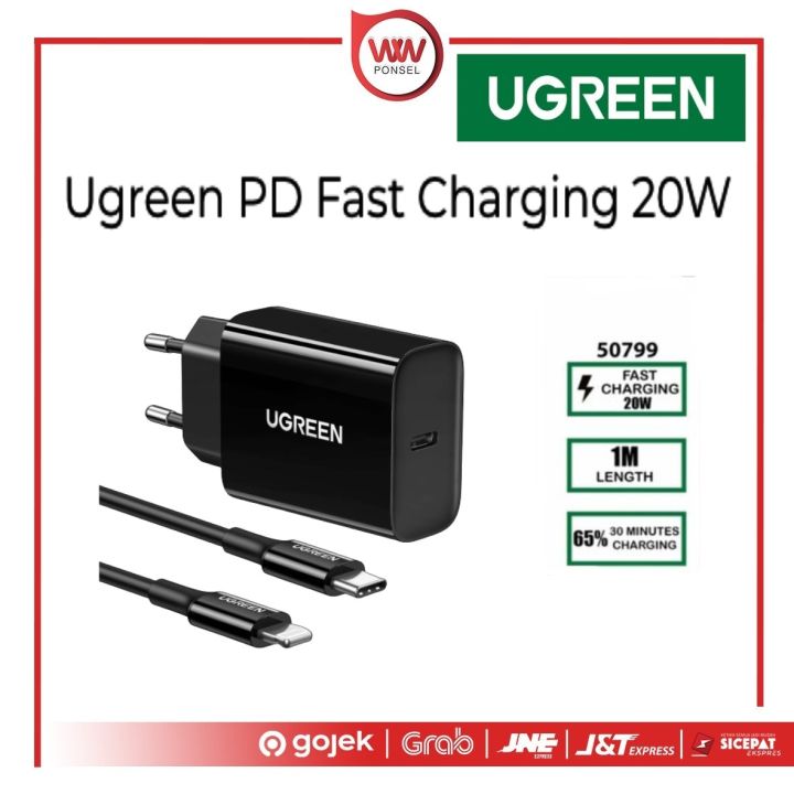 Ugreen 50799 50698 PD Adapter 20W with Cable C to Apel MFI 1M