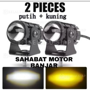 2PCS lampu tembak laser LED mini 2 warna putih + kuning lampu tembak laser d2 motor mobil universal Lampu Tembak Sorot Foglamp Mini D2 Laser Gun Lampu Tembak Sorot Foglamp Mini D2 Laser Gun Motorcycle Headlight