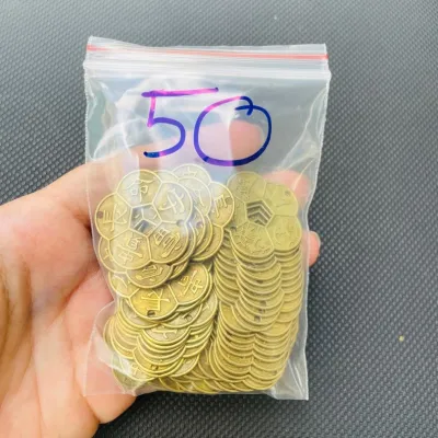 *ĐỒ CHUẨN* (Size 3cm) COMBO 100 Đồng Xu Hoa Mai Kim Tiền 5 Cánh Mạ Vàng Giá Sỉ cở 3cm có tùy chọn túi đỏ