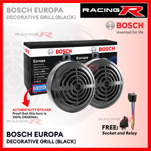 Bosch Europa Horn Decorative Grill - Supertone Black 12V w/ FREE SOCKET & RELAY