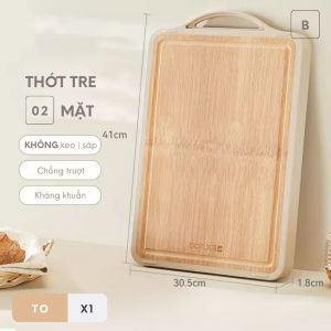 Thớt gỗ tre kháng khuẩn 2 mặt cao cấp có móc treo thớt kháng khuẩn 02 size chống trượt tốt