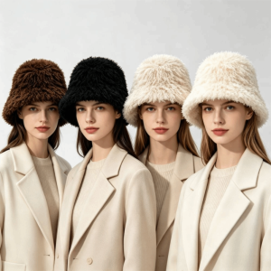 FLYING Thickened Women Winter Plush Hat Cold-Proof Faux Fur Fisherman Hat Fashion Soft Fuzzy Plush Bucket Cap Winter Season