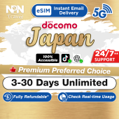 Japan DOCOMO eSIM Ultimate 3-30Days Daily 1GB/2GB/3GB Unlimited Data | Instant 24h Email Delivery | Truly Local Japan SIM