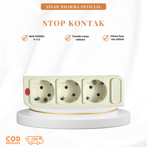 PAGODA Stop Kontak Arde 3 Lubang + Indikator P-713