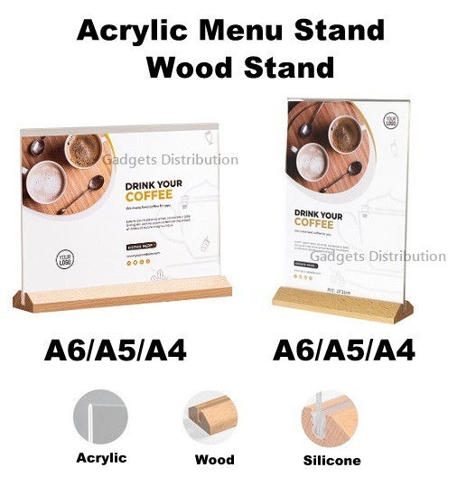 A4 Acrylic Stand With Wooden Base, 3 Pieces Table Stand A4 - View #9