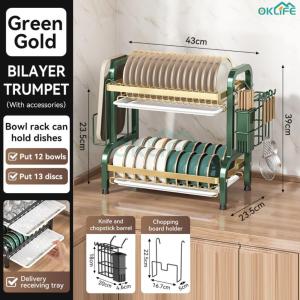 [OKLIFE. SG]Kitchen Storage Rack Drainer Tray Dish drying rack Drain Rack with Holder Dish Drainer kitchen dish rack