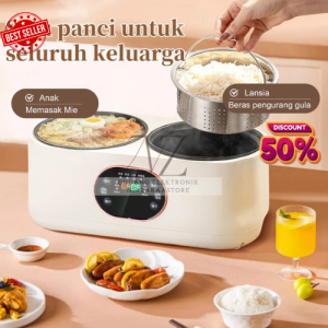 Panci Elektrik Multifungsi 3.6L - Rice Cooker Low Carbo Serbaguna dengan Tutup Visualisasi