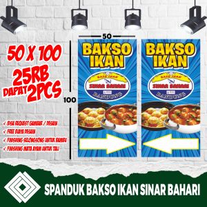 Spanduk Baso Ikan DAPAT 2PCS KIRI KANAN UKURAN 100X50 DESAIN SUKA SUKA
