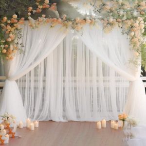 APBZOK Transparent Tulle Curtains Event Backdrop Festival Party Sheer Mesh Curtains Scene Decoration Tablecloth Halloween Decor Home
