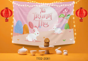 (Tặng đinh móc+keo dán) Phông nền tranh vải treo tường backdrop Tết Trung Thu Tranh Trung Thu có tranh khổ lớn