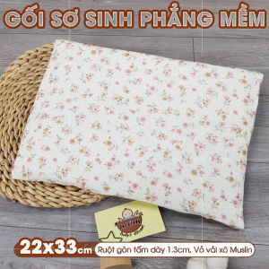 [HỎA TỐC] Gối cho bé sơ sinh Xô Muslin 22x33cm lõi bông siêu mềm vỏ gối thoáng khí hoạt hình phong cách Hàn Quốc Urombaby