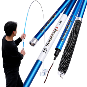 Sougayilang Tongkat Pancing Teleskopik Portabel Serat Karbon Tongkat Pancing Super Ringan Memancing Tiang 2.7m 3.6m 4.5m 5.4m