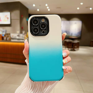 CrashStar Thickened Corners Gradient Silicone Hard Shockproof Phone Case For iPhone 16 15 14 Pro Max 13 12 11 Pro Max Simple Fashion Phone Casing Cover With Full Cover Lens Camera Protection