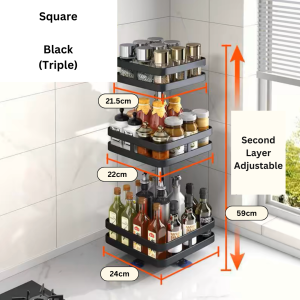 Ready Stock 1/2/3Tier 360°Rotating Rack Adjustable Height Large Capacity Space Saving Spice Rack Seasoning Bottle Organizer Cosmetic Storage Rack Kitchen Bathroom Bedroom Household Rack Rak Rempah Rak Penyimpanan Botol Rak Dapur Bilik Tandas 旋转调料架置物架