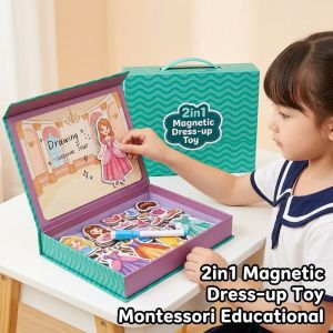 Starry Home.my 2 In 1 Magnetic Puzzle Jigsaw Doodle Board Montessori Educational Dress Up Toy For Kids Creativity Training
