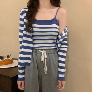 BestStore - Setelan Cardigan + Dalaman Tanktop / Setelan Cardigan Lengan Panjang / Set Kekinian / Setelan 2IN1