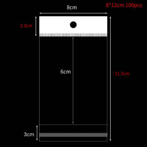 200pcs Transparent Self Adhesive Bag Plastic Hanging Opp Pouches Seal Gift Bag for Handmade Jewelry Display Retail Packing Bags Hanging Hole OPP Card Head Bag