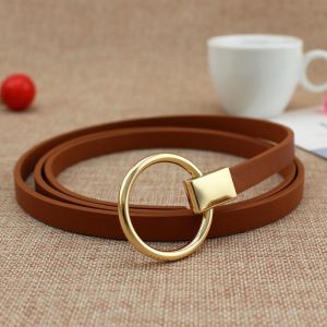 Thắt lưng da nữ vòng khóa tròn dây lưng da pu phong cách retro