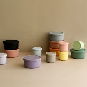 2Pcs Japanese Silicone Lunch Box Set Student Office Worker Insulated Lunch Box Portable Sealed Vegetable and Fruit Refrigerator Crisper