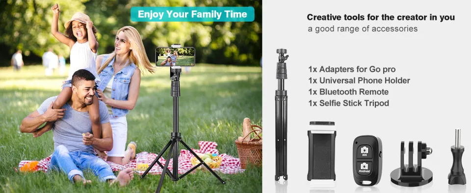 PRE-ORDER] UBeesize 67'' Phone Tripod Stand & Selfie Stick Tripod, All in  One Professional Tripod, Cellphone Tripod with Wireless Remote and Phone  Holder, Compatible with All Phones/Cameras,Load capacity: 1.5 Kg (ETA:  2023-08-31)