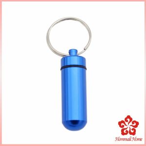 กล่องยายาพวงกุญแจอลูมิเนียม กล่องใส่ยาขนาดเล็กแบบพกพากันน้ำ Keychain Pill Box