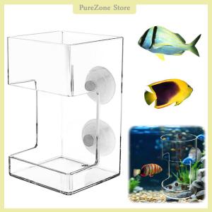 [PureZone] Fish Feeder For Aquarium 2025 New Fish Tank Dish Tray With Suction Cup Acrylic Fish Feeding Tube Fish Food Holder