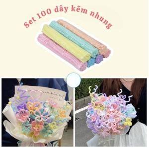 Set 100 Dây Kẽm Nhung Pastel 30cm – Hoa Handmade Đồ Decor DIY Trang Trí Quà Tặng Xinh Xắn