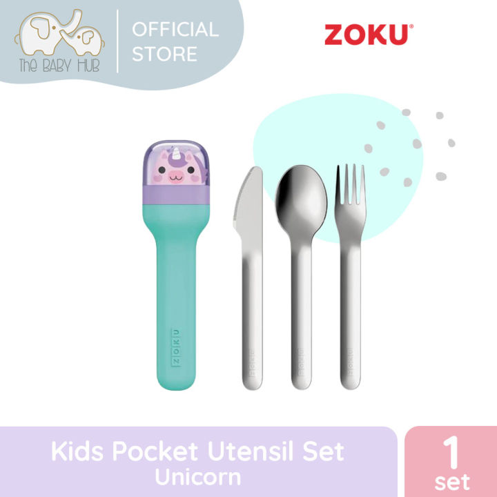 ZOKU Kids Pocket Utensil Set Stainless Steel Kids Utensils Kid'S