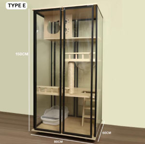 【SG SELLER】【FREE INSTALLATION】Wood Cat Condo Cage Villa Cabinet Glass Door with Lock Display Style Waterproof High-grade super Large Space Luxury Cat House