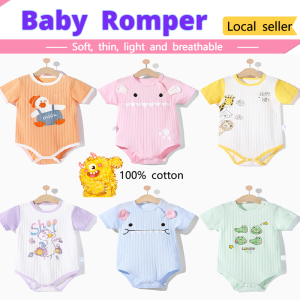 【SG Ready Stock现货】Baby Rompers Short Sleeve Toddler Jumpsuit Fashion Cartoon Newborn Cute 100% cotton宝宝新生儿超透气薄款连体衣爬行衣纯棉材质吸汗舒服