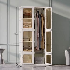 Tủ quần áo gấp gọn liền khối AntBox tủ để quần áo cửa trong suốt khóa nam châm chất liệu nhựa PP cao cấp