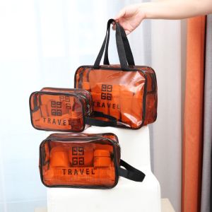 Indo - Tas Kosmetik Wanita / Tas Kosmetik Travel Bag Transparant / Tas Make Up Wash Bag/ Pouch Kosmetik Transparan