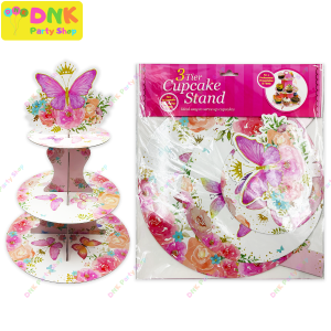 Butterfly Theme Cupcake Stand 3-Tier DIY Happy Birthday Holder Party Decoration Supplies Dessert Pink Purple Violet