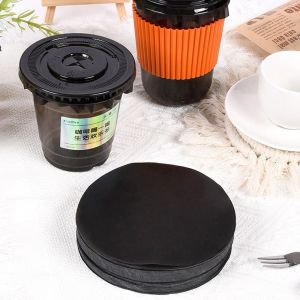 WENTIVV 500Pcs Anti Overflow Disposable Coffee Paper Films Sealed Round Leak Proof Paper Safe To Use 11/12/13/14/15cm Milk Tea Anti Leakage Paper Film Juice/Milk Tea/Coffie